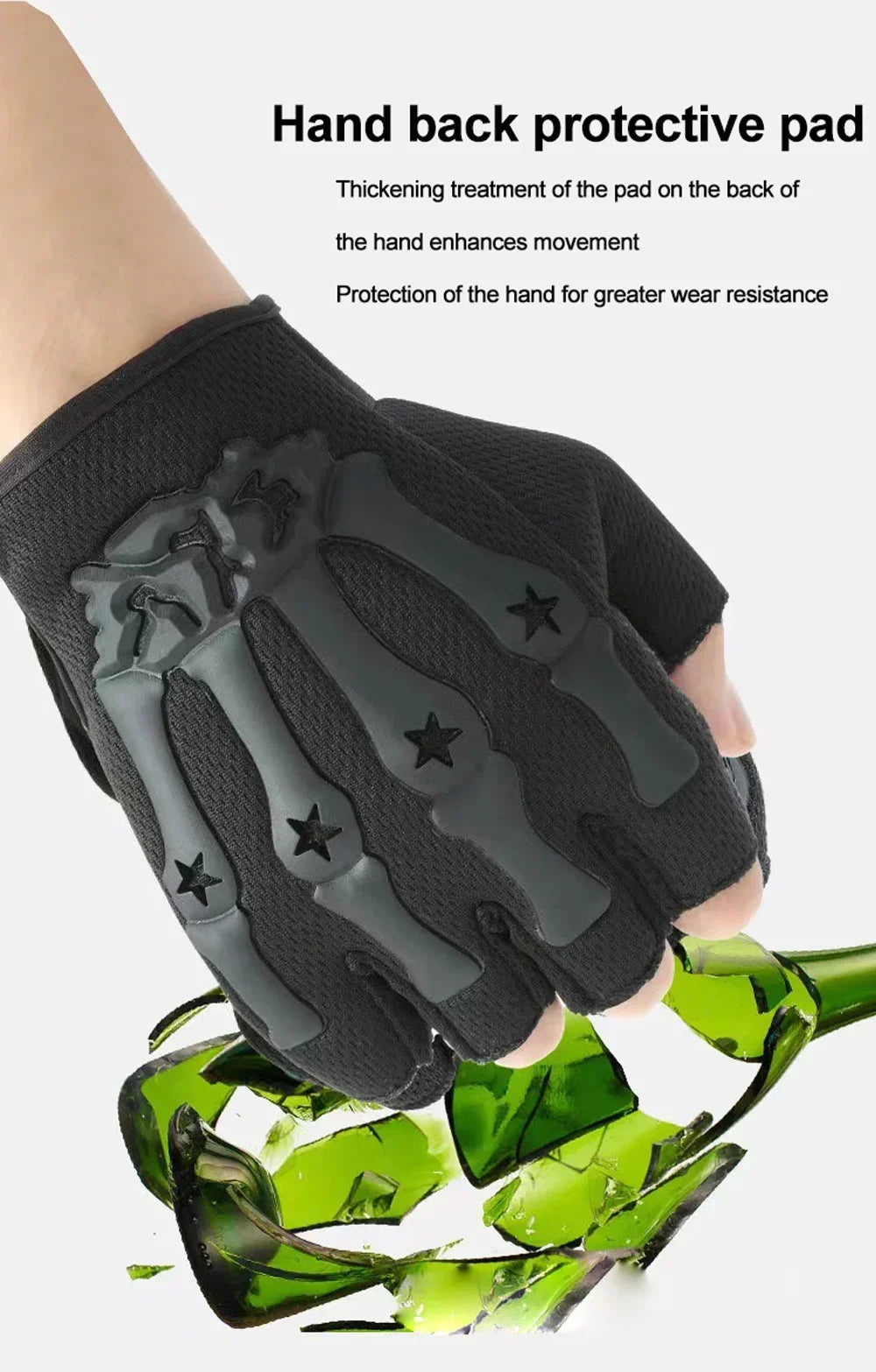 Riding Fingerless Gloves Non-slip Half Finger Gloves for Motorcycle Cycling Climbing Hiking Hunting Outdoor Sports
