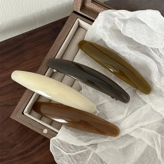 Chic Hair Clips Plain Color Acrylic French Clip Simple Elegant Oval Geometric Hairgrip Hairpin Women Hair Accessories