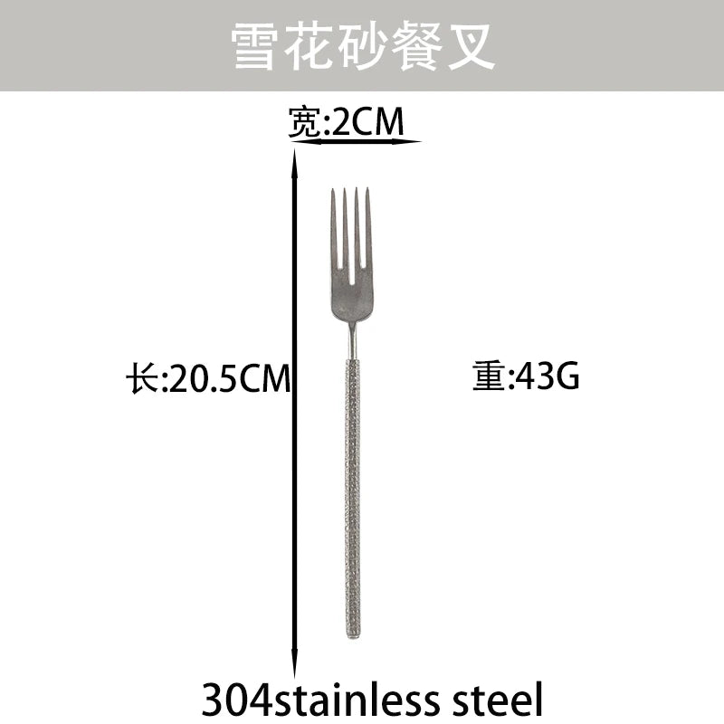 GH304 stainless steel snowflake sand Western food tableware diagonal tail knife fork spoon restaurant hotel home set