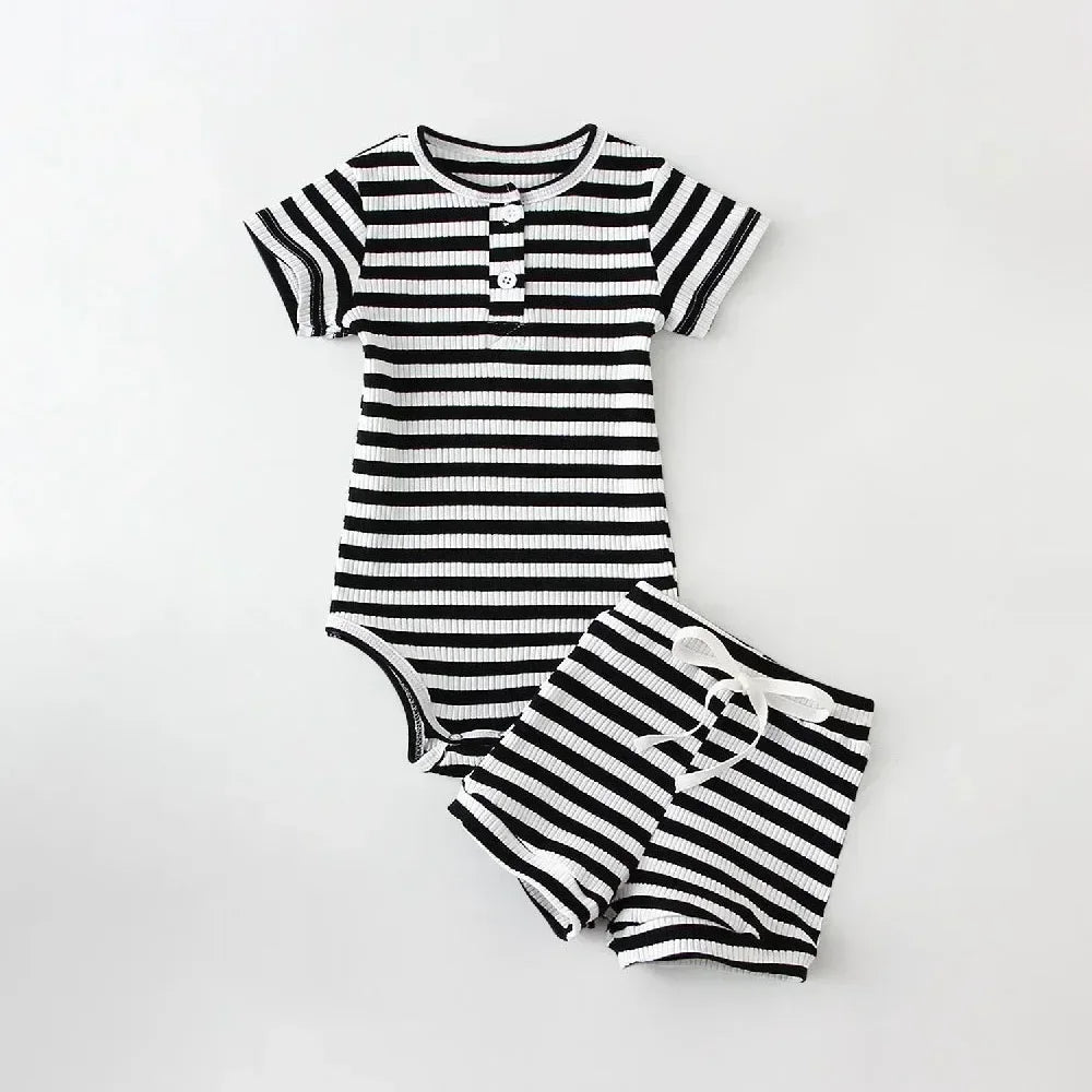 2Pcs Summer Baby Boy Clothing Sets Short Sleeve Bodysuit + Shorts Fashion Newborn Baby Clothes