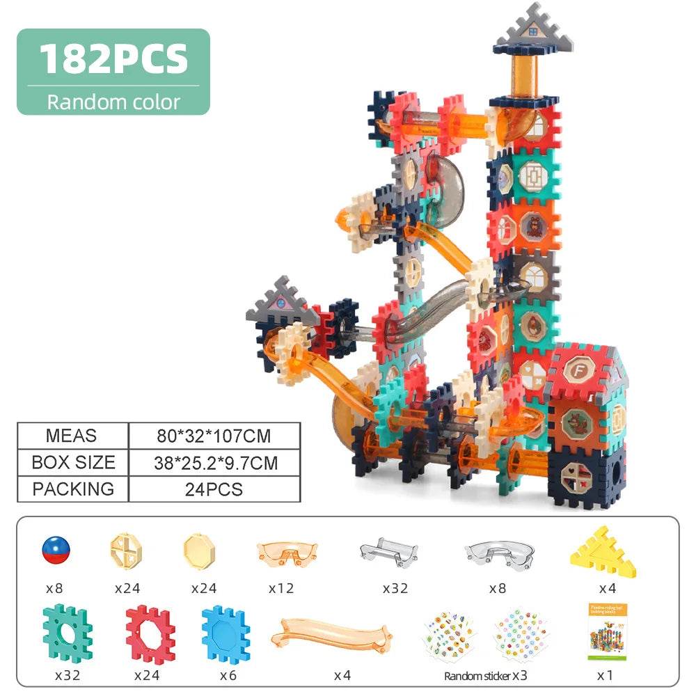 Marble Run Race Track Building Blocks Toys For Kids Labyrint Rolling Ball Funnel Slide Bricks Education Construct Toys Maze STEM - AIAZ