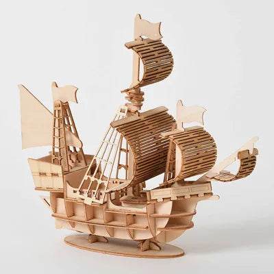 Diy 3d wooden puzzle for Assembly Puzzle Laser Cutting Sailing Ship Biplane Steam Locomotive Train Toy diy Kit for adults Child - AIAZ