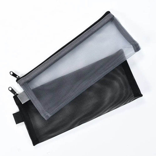 School Supplies Nylon Mesh Pencil Bag Zipper Pen Case Stationery Pouch Large Capacity Stationery Holder Bag Kids - AIAZ