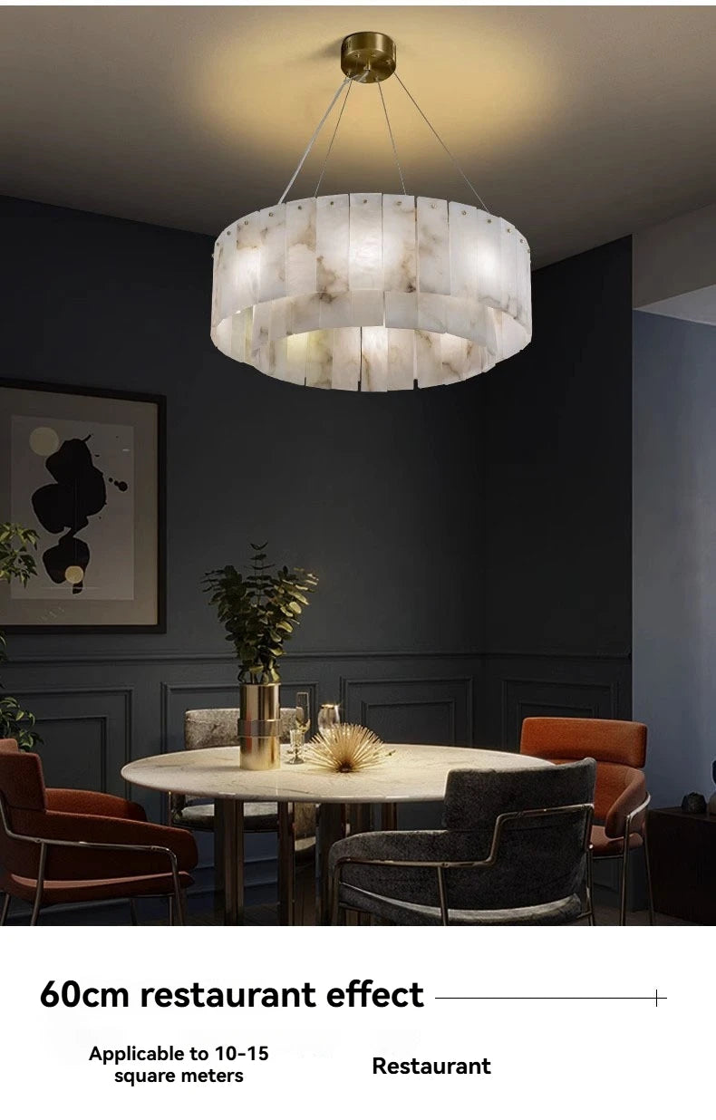 Natural Marble Brass Pendant Light Luxury Nordic Gold Chandelier for Living Room Dining Room Bedroom Bar Study Lighting Fixture
