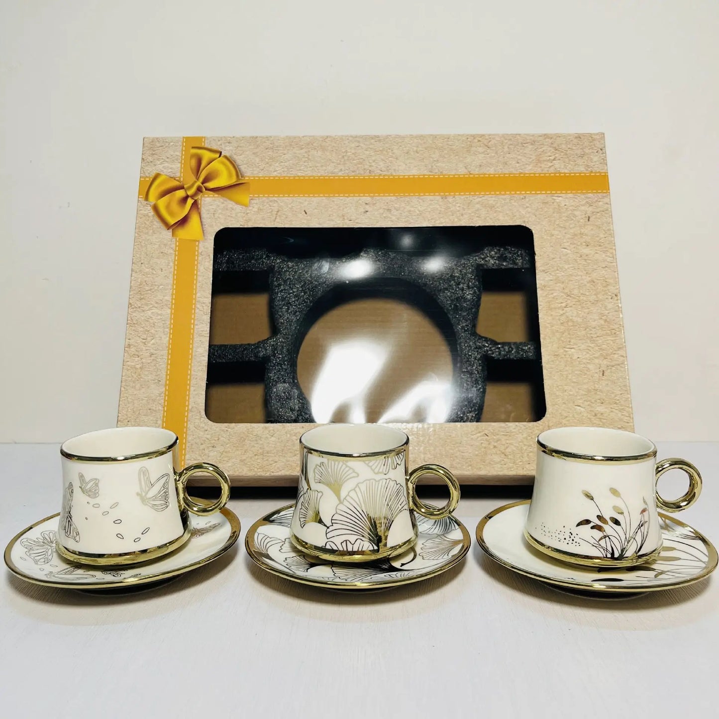 Fashionable European style ceramic coffee cup gold-plated 12 cup dish ceramic cup coffee cup 24 piece set gift box