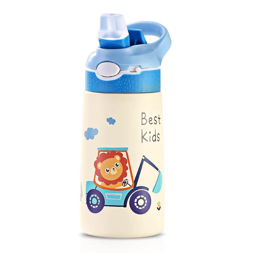 400ML Water Bottle for Children,Thermos With Cute Pattern,Children Thermal Bottle , School Kids Water Bottle With Straw BPA Free - AIAZ