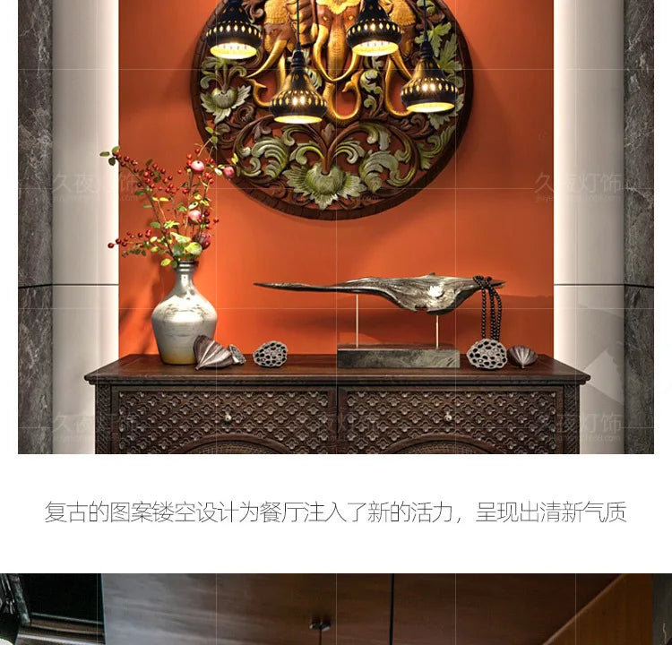 Southeast Asian Pendant Lights Antique Hollow Hanging Light Fixture Thai Arabian Restaurant Bedroom Moroccan Decorative Lamps