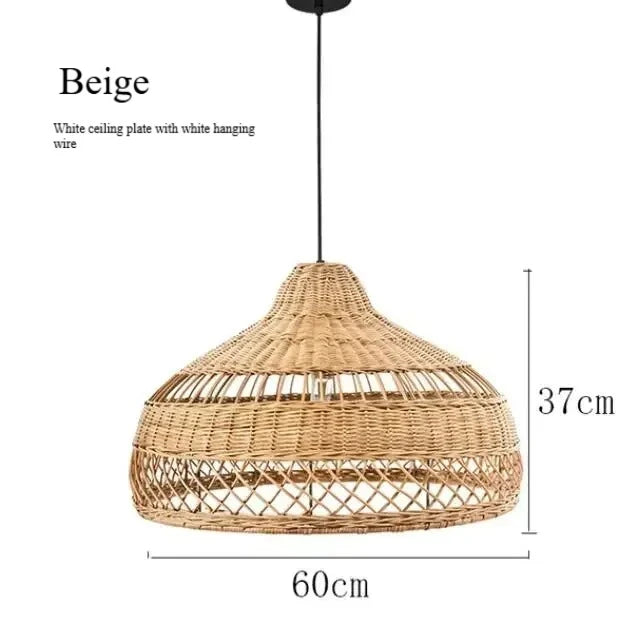 Japanese Style Wooden Woven Handmade Pendant Lights Restaurant Bedroom Study Room Chandelier Pastoral Rattan Tatami Chandeliers