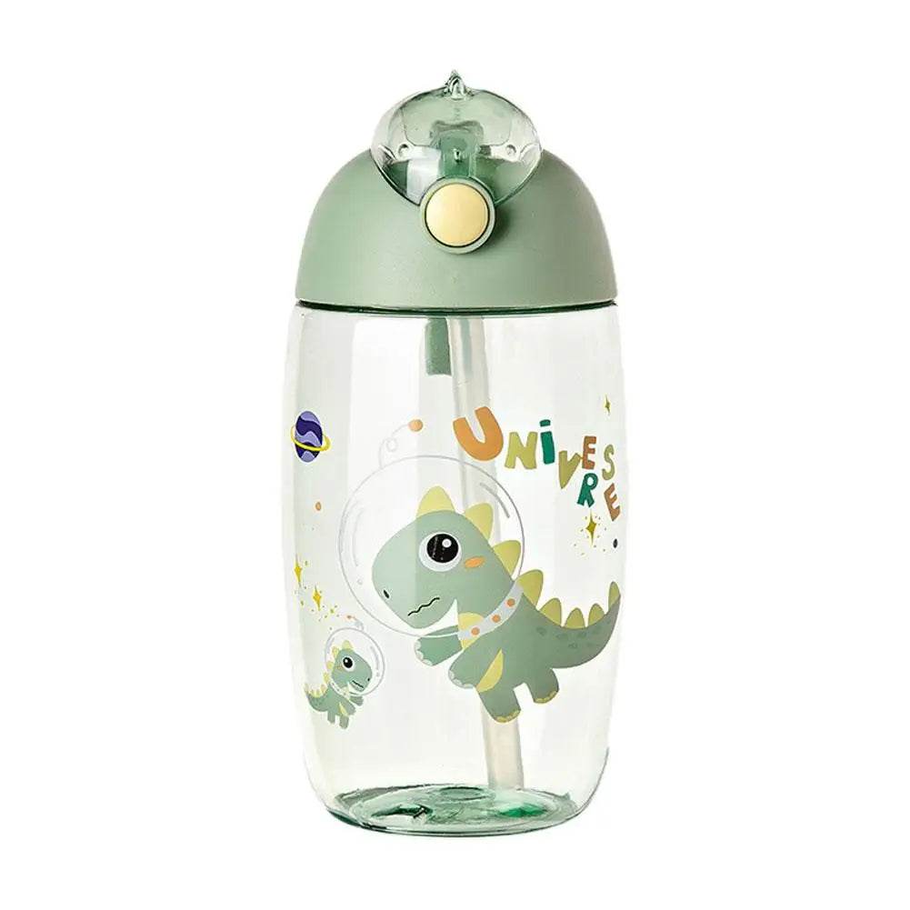 500ml Children's Dinosaur Water Bottle With Silicone Straw Leak Proof Plastic Water Bottle Summer Children's Water Cup - AIAZ