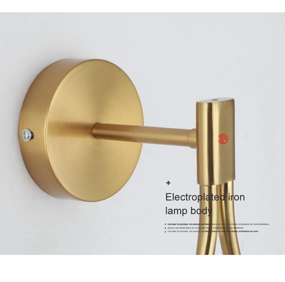 Modern LED Wall Lamps Metal Living Room Lamp Fashion Nordic Bedside Glass Wall Lamp Bedroom Decoration Lighting