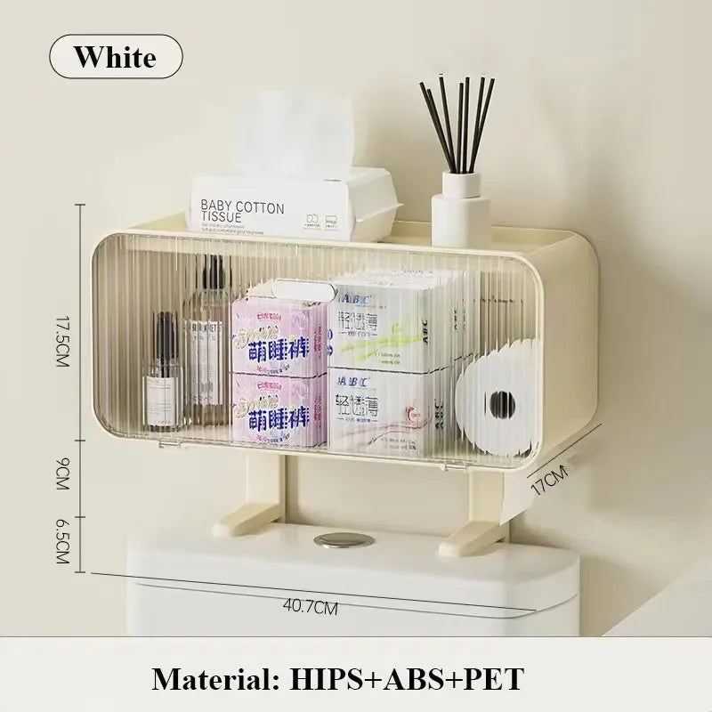 No Drill Wall Mounted Toilet Rack for Bathroom Cabinet Shelf, Plastic Storage Stand, Shower Organizer, Bath Holder Accessories