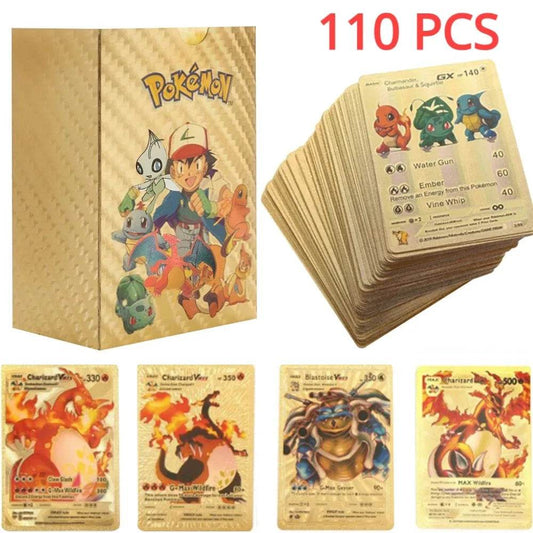 27-110pcs Pokemon Cards Pikachu Gold Silver Black Colorful Vmax GX Vstar Spanish English French German Collection Card Toys Gift - AIAZ