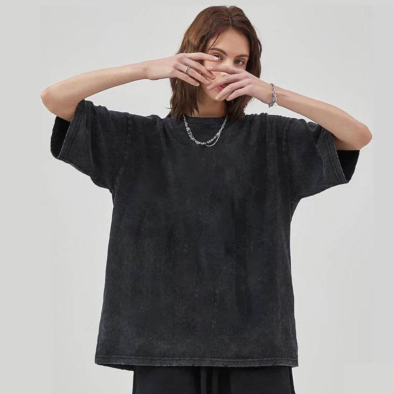 Anime Men's T Shirts Gothic Printed T-Shirt Hip Hop Streetwear Punk Summer Vintage Washed Oversized Tops Men Clothing - AIAZ