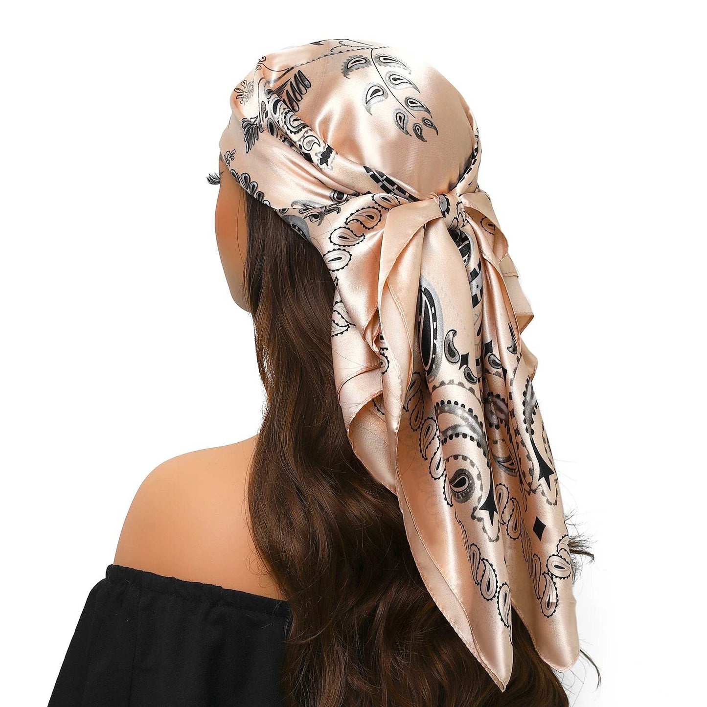 Head Scarf Women Luxury Brand Square 90*90cm Silk Foulard Satin Bandana Cheveux Soft Neckerchief Hijab Hair Scarves For Ladies - AIAZ