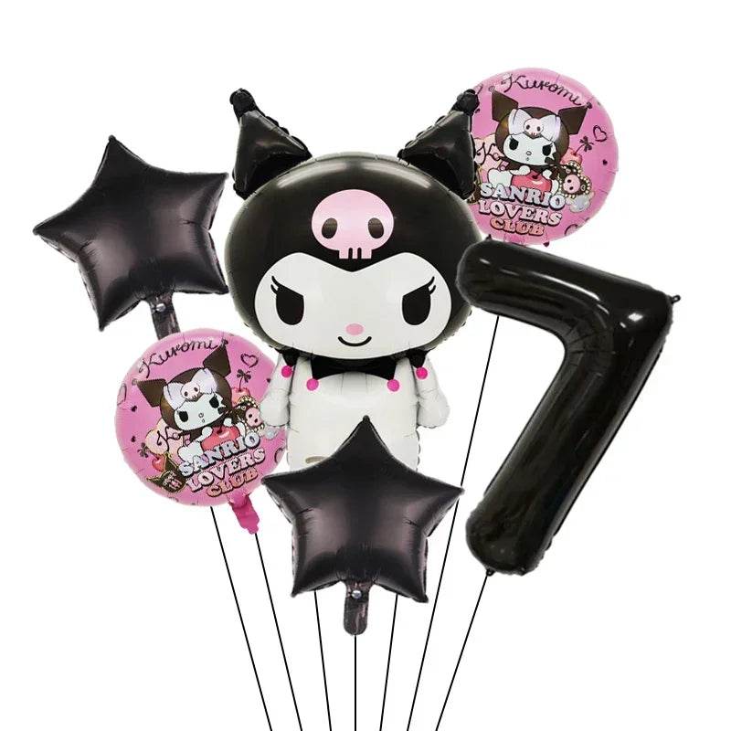6pcs Cartoon Sanrio Cute Kuromi My Melody Cinnamoroll Foil Balloon 32 inch Number Set Children's Birthday Party Decorative Toys - AIAZ