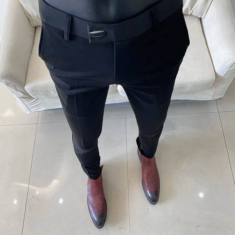 Men Dress Pants 2025 Autumn New Suit Pants Solid Business Casual Straight Slim Fit Trouser Formal Pantalones Hombre Men Clothing - AIAZ