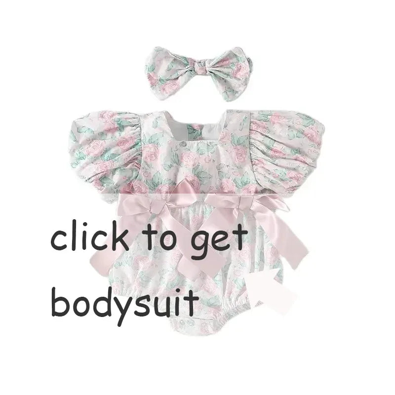 2025 Summer Girls Bodysuits Full Of Cherry Print Toddler One Piece Sweet Flying Sleeve Girls Clothes
