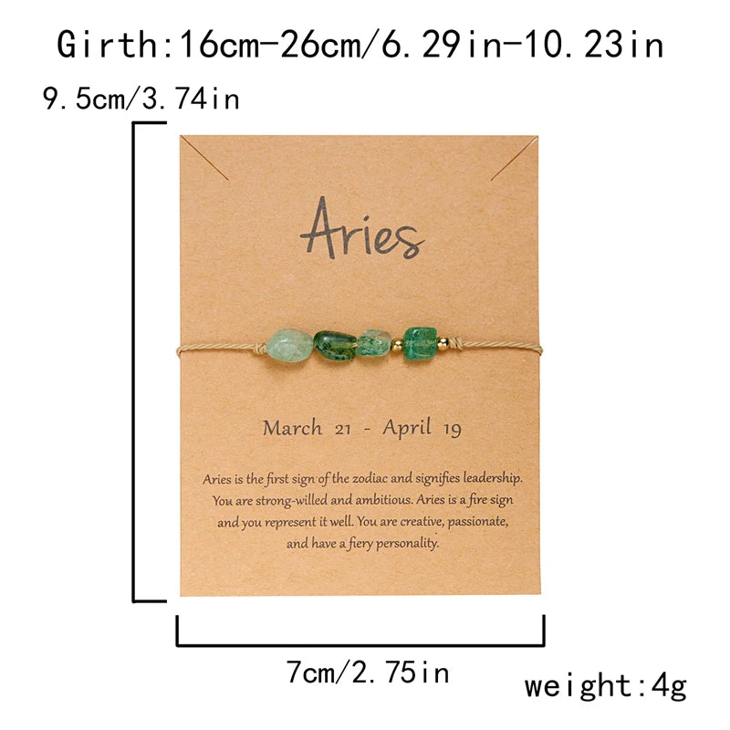 12 Zodiac Signs Woven Card Paper Bracelet for Women Men Minimalist Natural Stone Handmade  Braided Bracelet Friendship Jewelry