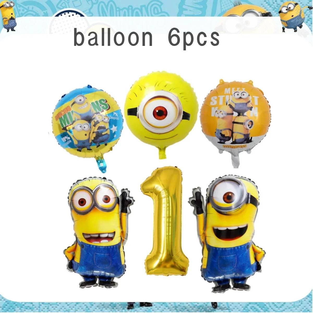 Big Eye Yellow Man Birthday Party Supplies Set - Disposable Tableware Tablecloth Plate Cup Balloon for Boys & Girls Baby Shower - AIAZ
