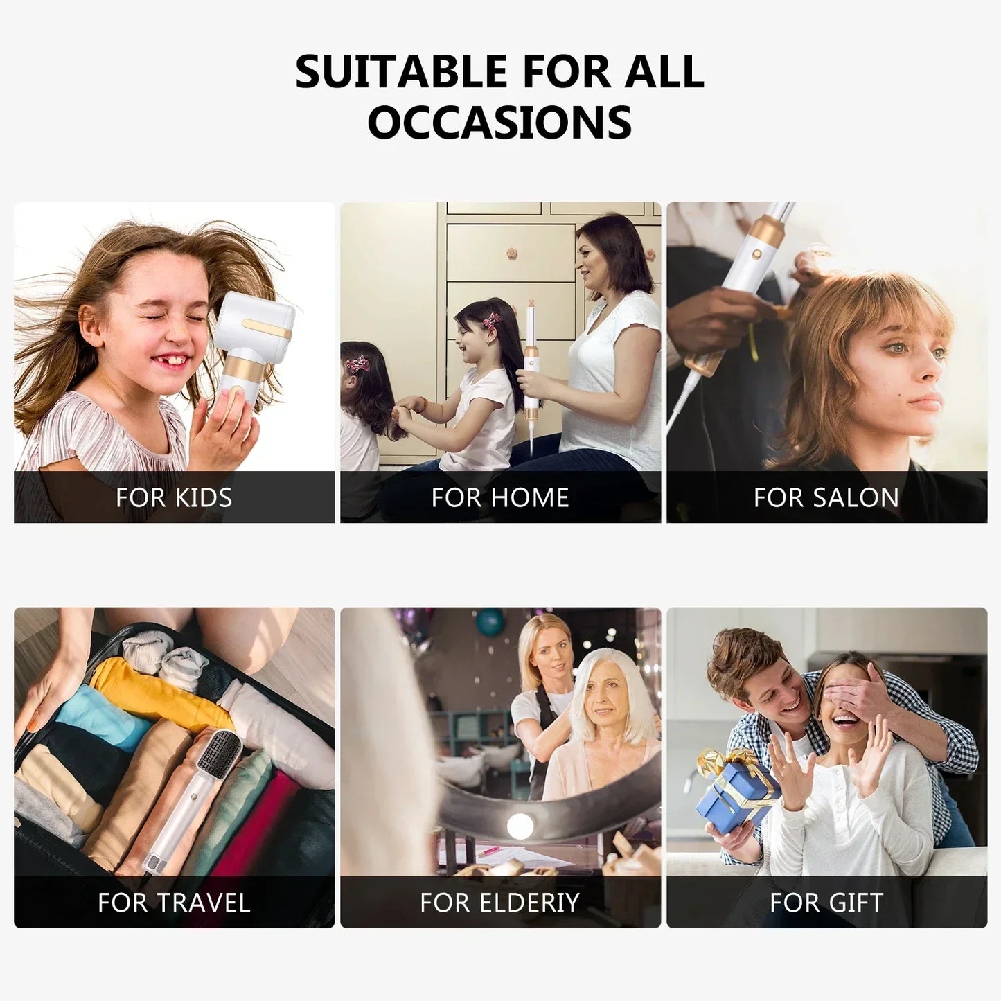 7 in 1 Hair dryer Professional Negative Ion curling Iron Hair Straightener Brushless Motor High Speed Hair Dryer Hot Comb Set