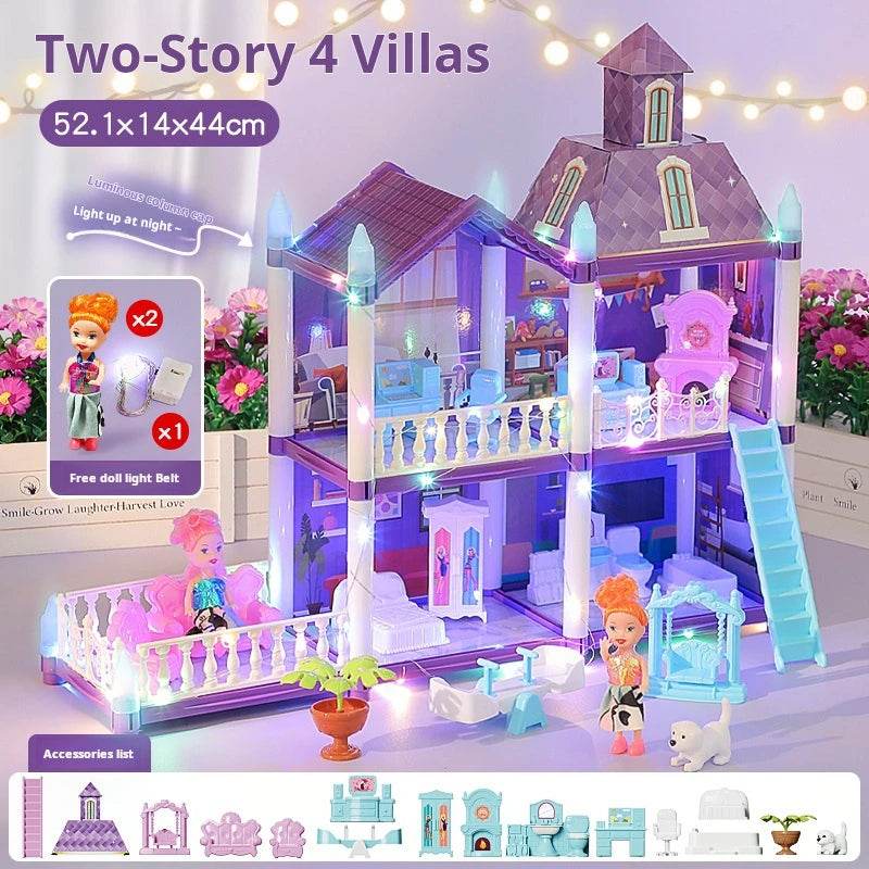 3D DIY Fantasy Princess Castle Villa Assembly Doll House Set Toys, Girls Home Toys & 3D Kids Toys - AIAZ