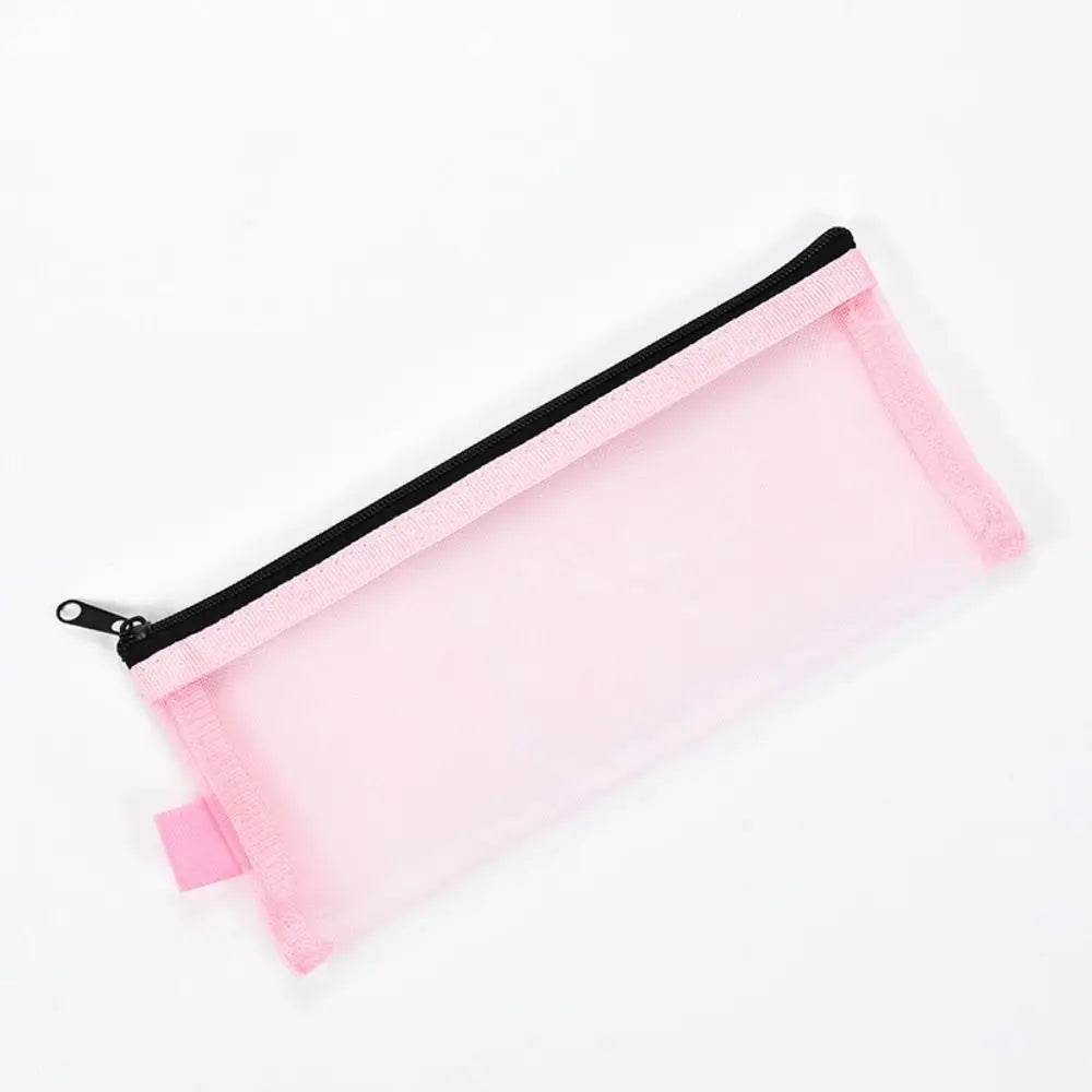 School Supplies Nylon Mesh Pencil Bag Zipper Pen Case Stationery Pouch Large Capacity Stationery Holder Bag Kids - AIAZ