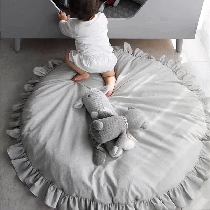 100cm Newborn Baby Padded Play Mats Soft Cotton Crawling Mat Girls Game Rugs Round Floor Carpet For Kids Interior Room Decorate