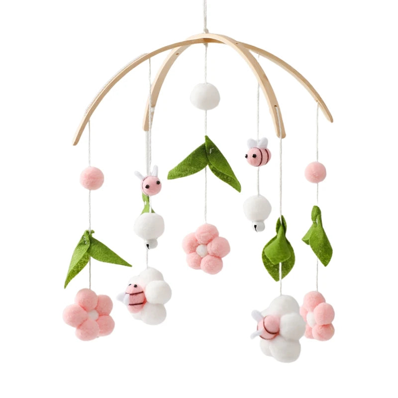 Baby Mobile Crib Bed Bell Musical Rattles Toys Soft Felt Cartoon Animal for Infants Nursery Mobiles Forest Animals Crib Toys