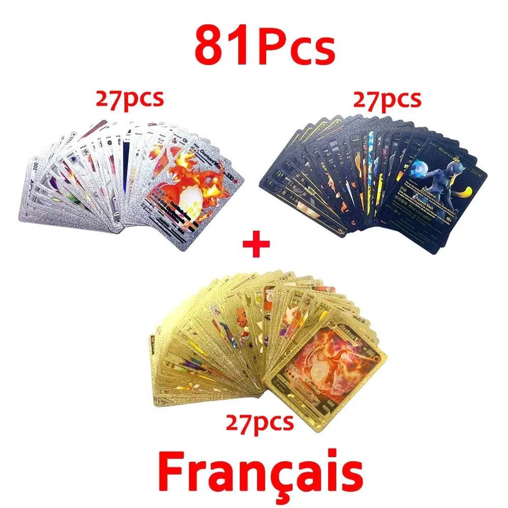 Pokemon Cards Vmax GX Gold Foil Flash Card English Spanish Colorful Pikachu Charizard French German Game Battle Collection Cards - AIAZ