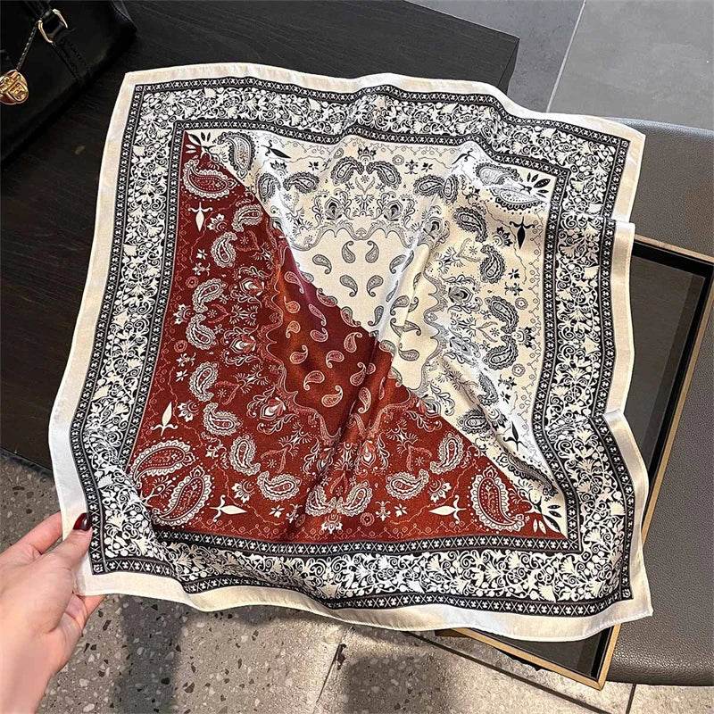100% Silk Scarf Bandana Women Square Scarves Wrap Kerchief Paisley Mulberry Silk Bag Handle Tie Fashion Luxury Headband Hijab - AIAZ