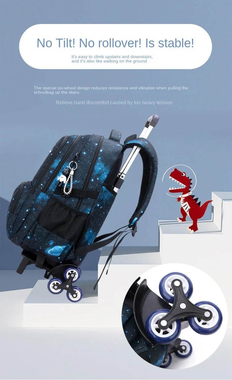 Children School bag with wheels school backpack On wheels School Trolley backpacks bags for boys wheeled School Rolling backpack - AIAZ