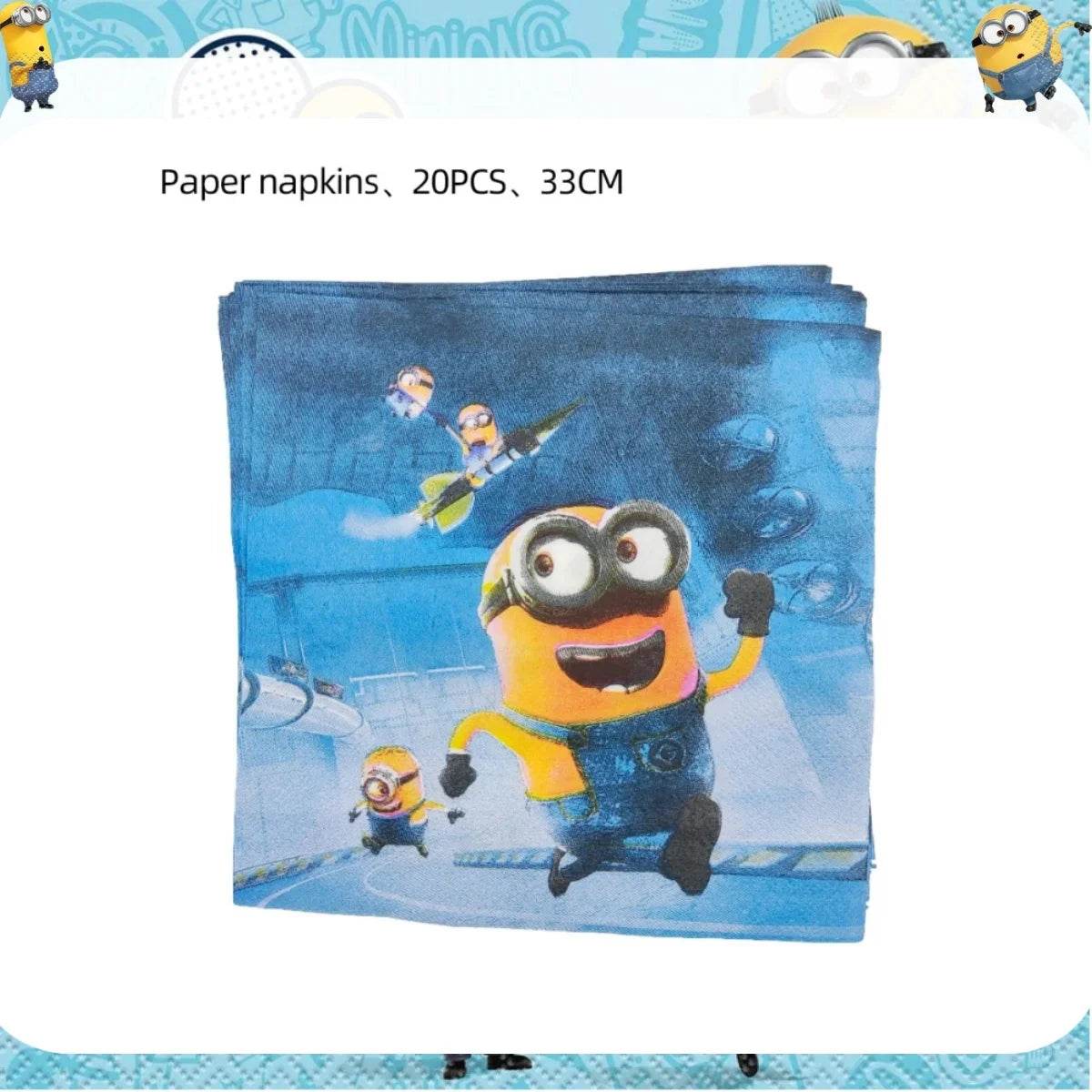 Big Eye Yellow Man Birthday Party Supplies Set - Disposable Tableware Tablecloth Plate Cup Balloon for Boys & Girls Baby Shower - AIAZ