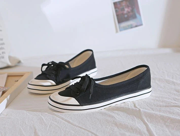 Shoes For Women Flat Canvas Lace Up Woman Footwear White Comfortable And Elegant Stylish Low Price Daily Routine 39 Sale A