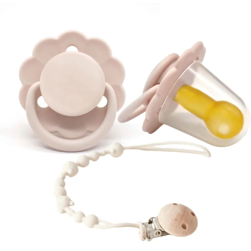 0-36 months macaron color baby silicone pacifier + pacifier chain, food grade material children's chewing fun