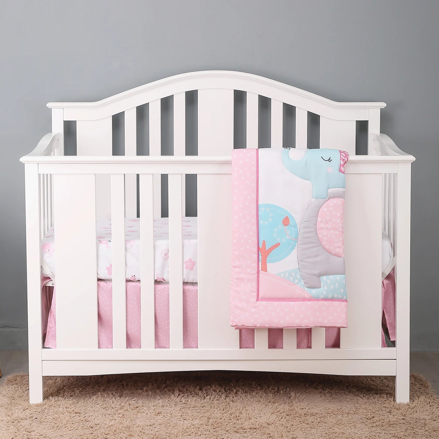 Crib Bedding Set for Boys Girls Nursery Bedding Soft Baby Bedding Crib Set 4Piece Crib Comforter Fitted Sheet Crib Skirt Blanket