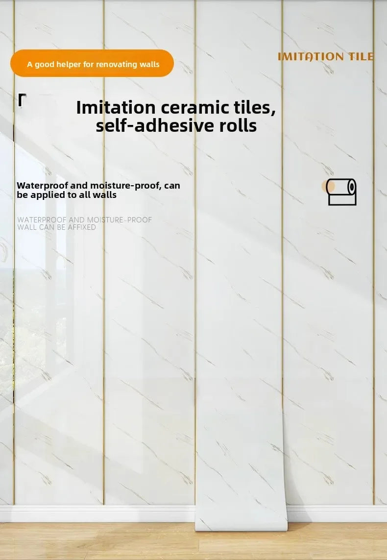 Self Adhesive Thick Wallpaper Marble Effect Wall Sticker Waterproof Wall Covering for Living Room Bedroom Home Decoration