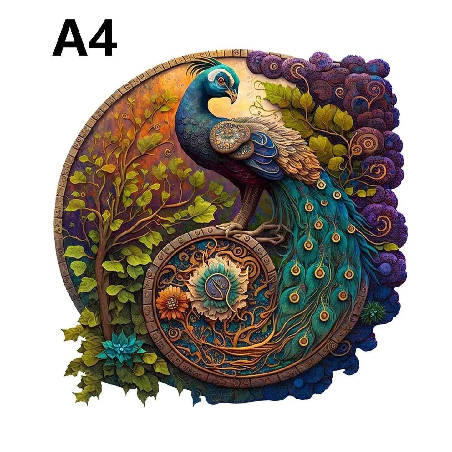 Round Peacock Wooden Jigsaw Puzzle Irregular Animal Shaped Wooden Puzzle Adult Puzzle Toys Festival Gift For Friends and Family - AIAZ