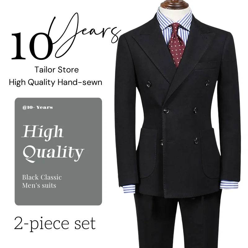 New Men's Suit 2 Piece Blazer Solid Color British Style Formal Business Work Clothes Party Groom Wedding Tuxedo Custom Color - AIAZ