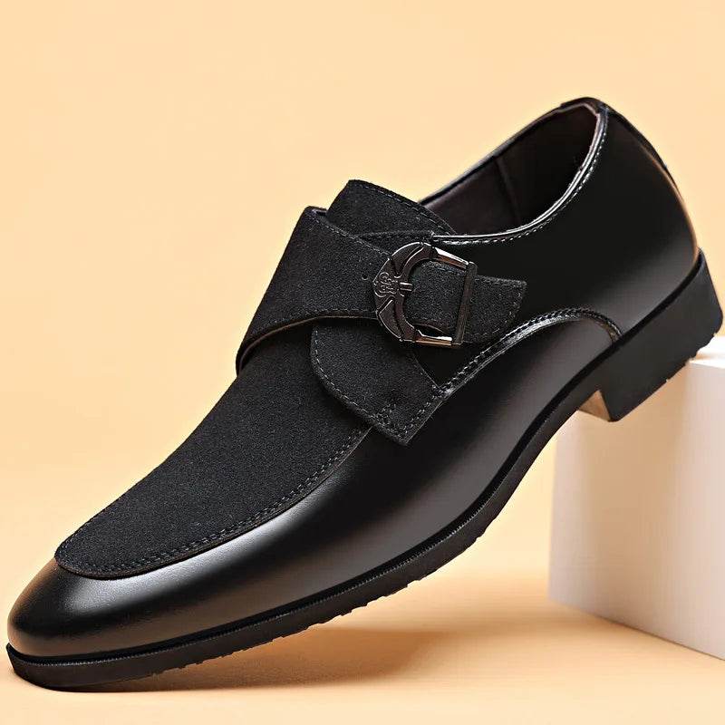 Casual Business Shoes for Men Point Toe Men Dress Buckle Shoes Luxury Men's Wedding Formal Shoes Derby Party Oxford Footwear - AIAZ