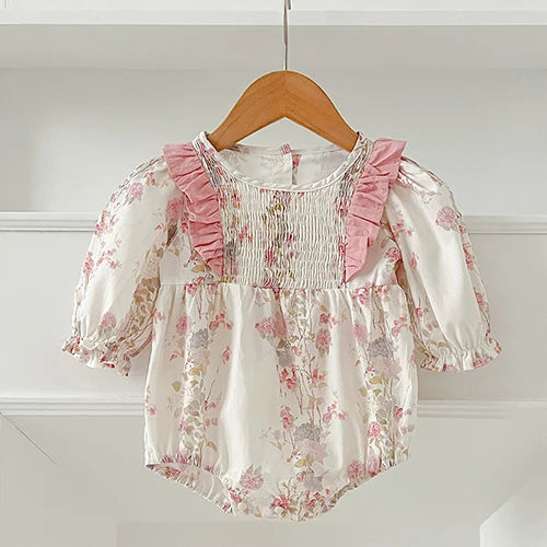 2025 New Spring 0-24M Baby Girl Clothing Infant Baby Girls Jumpsuit Long Sleeved Cotton Embroidery Newborn Baby Girls Bodysuits