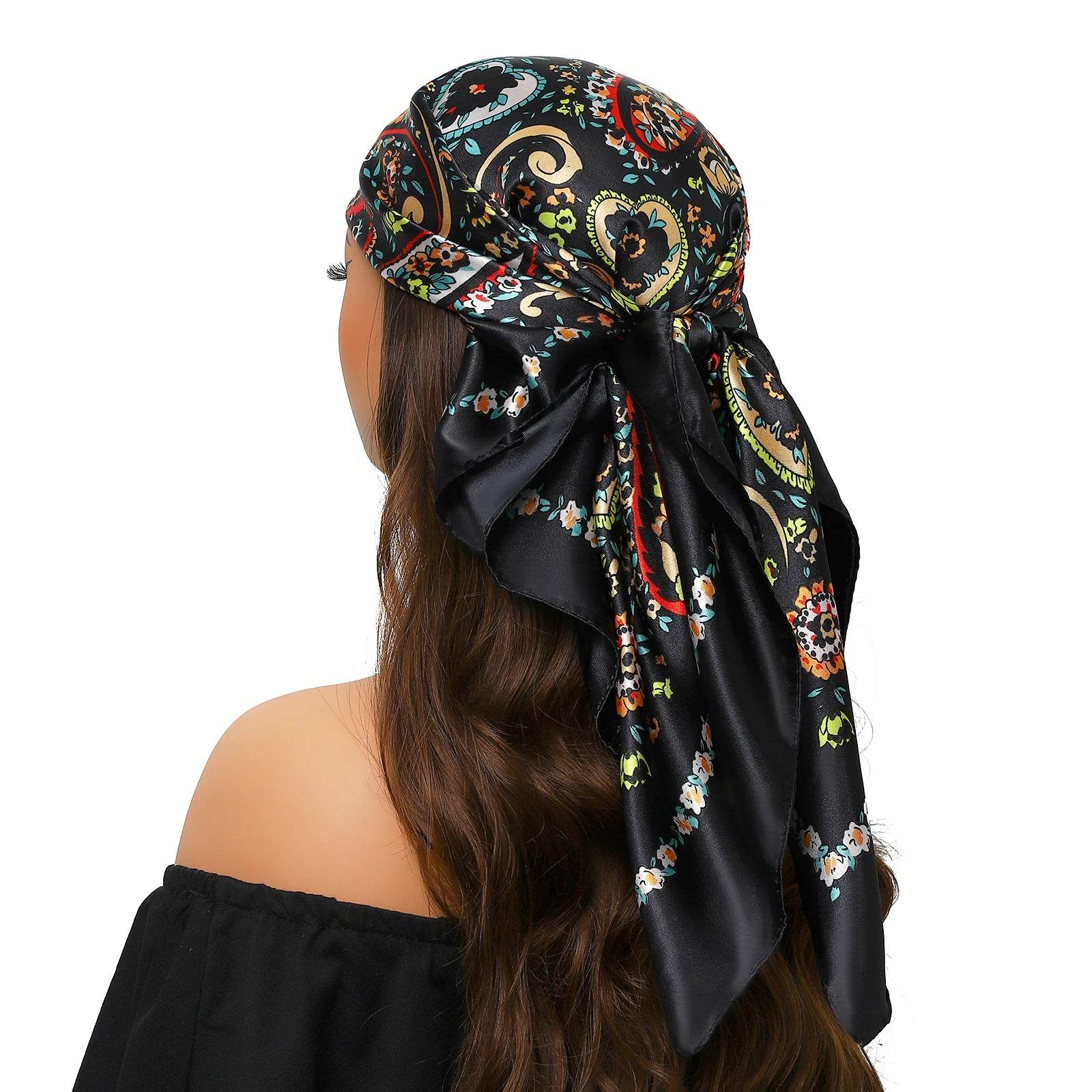 Head Scarf Women Luxury Brand Square 90*90cm Silk Foulard Satin Bandana Cheveux Soft Neckerchief Hijab Hair Scarves For Ladies - AIAZ