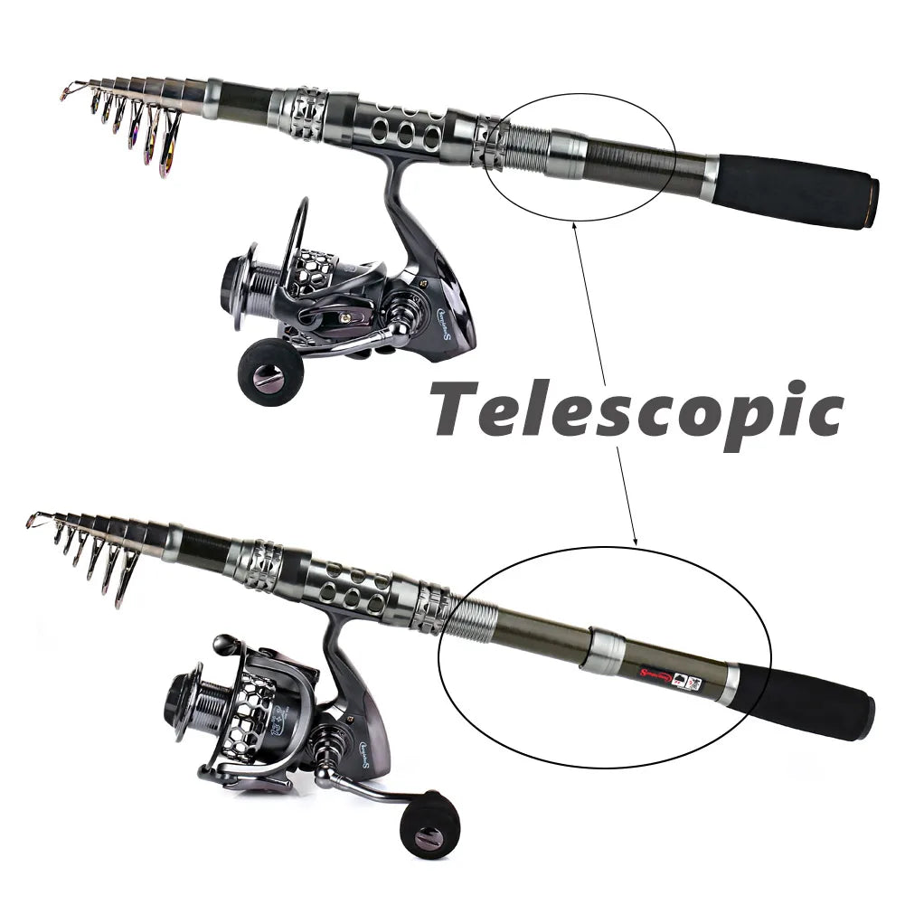 Sougayilang Fishing Rod and Reel Combo Telescopic Fishing Rod Spinning Reel Max Drag 20Kg for Saltwater Freshwater Beach Fishing