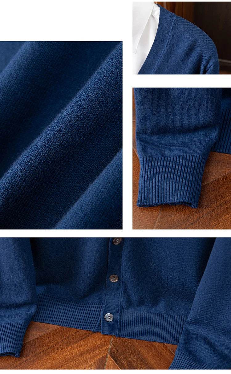 BROWON Brand Mens Sweater Cardigan Business Casual Classic V-neck Solid Color Cardigan Men Sweater Korean Fashion Mens Clothes - AIAZ