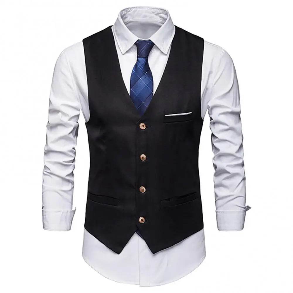 Dress Vests For Men Slim Fits Mens Suit Vest Male Waistcoat Gilet Homme Casual Sleeveless Formal Business Vest chaleco hombre - AIAZ