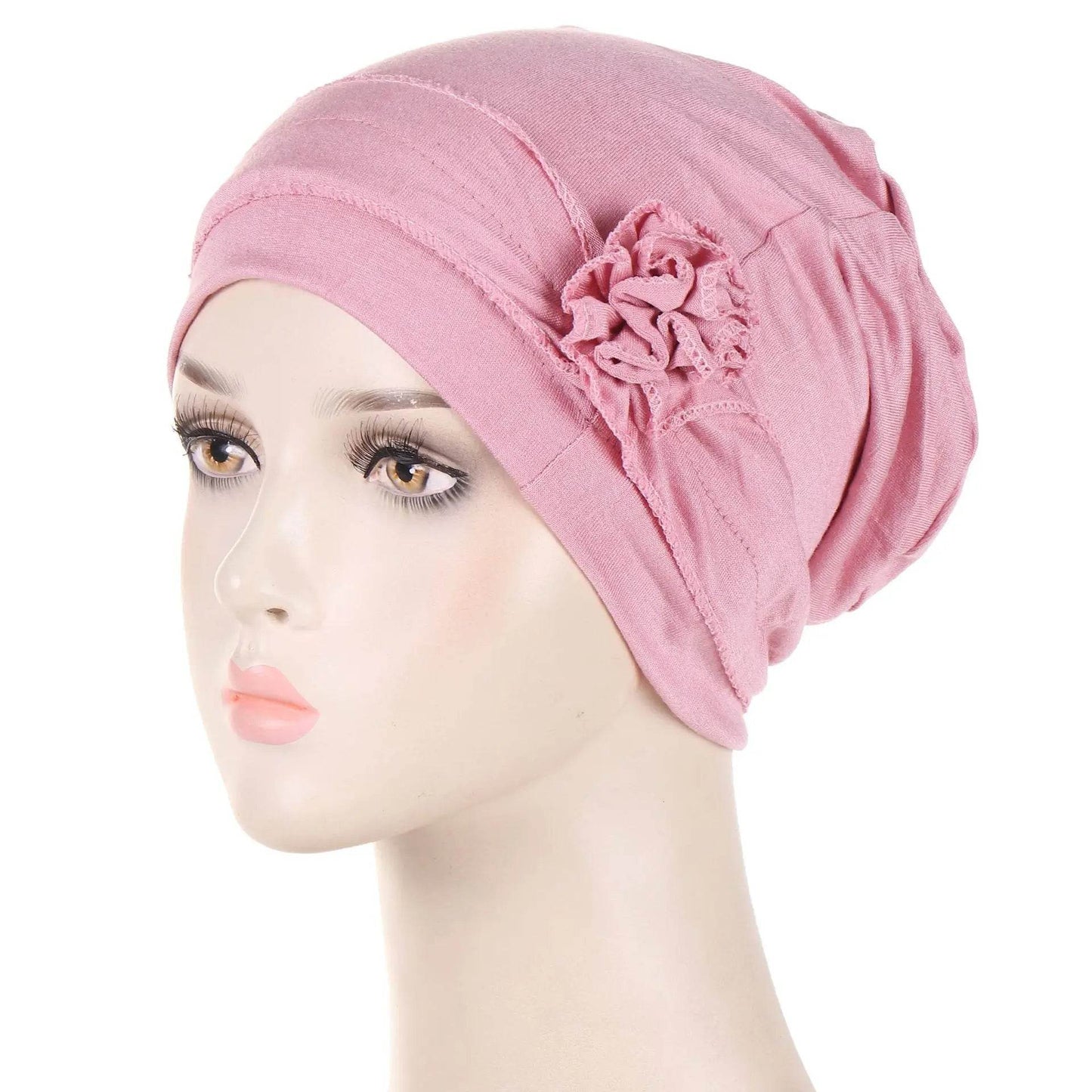 Muslim Fashion Flowers Turban Cap Solid Color Women Hijabs Islamic Chemo Cap Head Scarf Ladies Head Wrap Cover Hijab Scarf - AIAZ