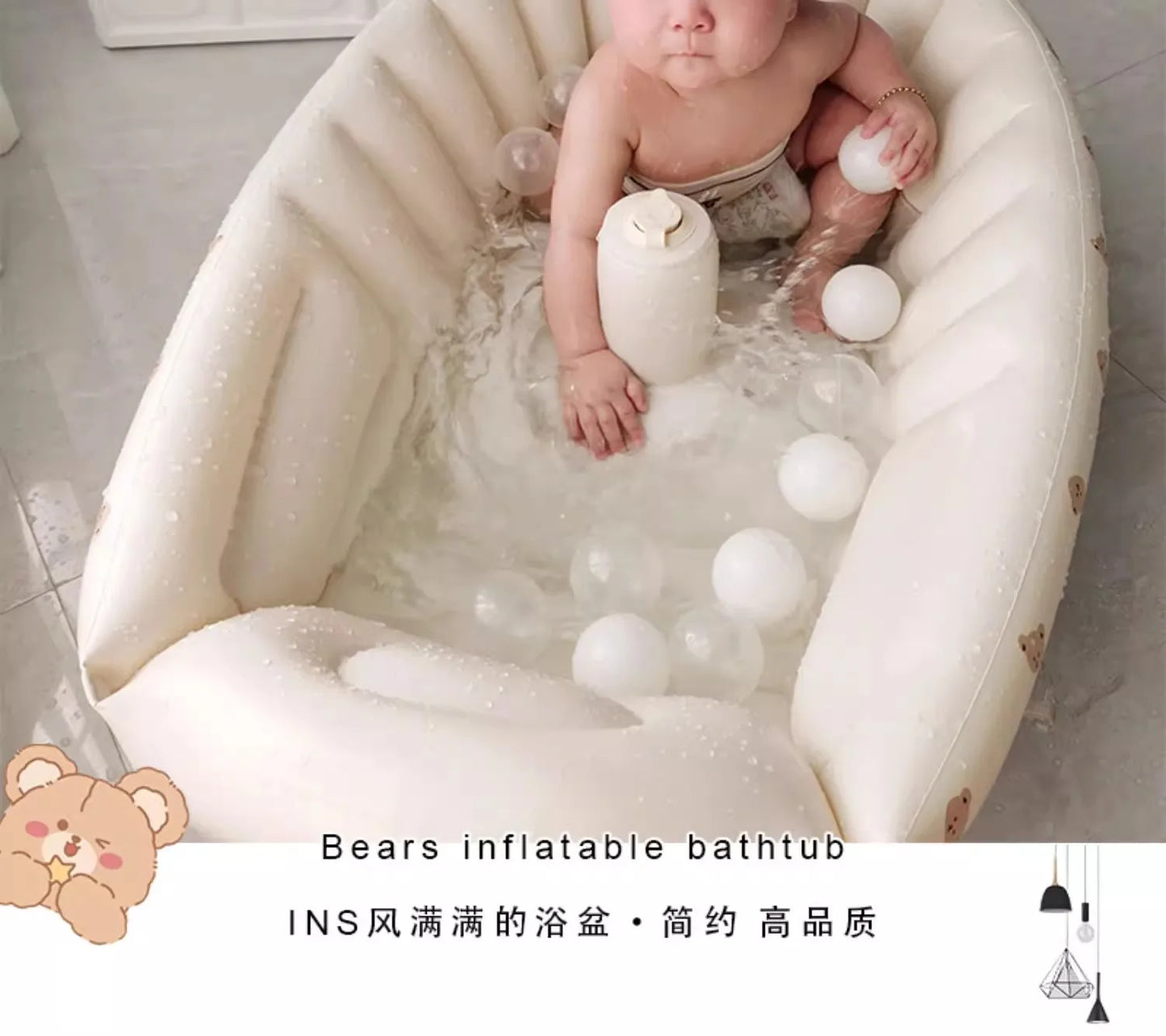 Ins style new portable baby bath tub newborn bath tub foldable children's inflatable swimming pool