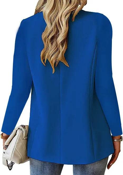 Women's Oversized Blazer Jacket Business Suit Coat Lapel Long Sleeve Solid Button Casual Elegant Coat Trendy Loose Outwear - AIAZ