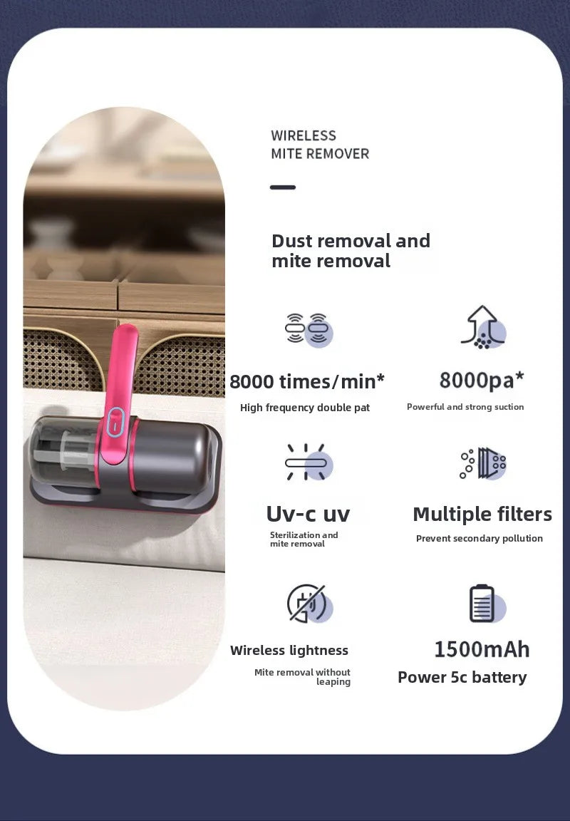 Mite Remover Household Bed Vacuum Cleaner Wireless Suction Bed Sterilizer Large Suction Remove Mites Pregnant Women and Children