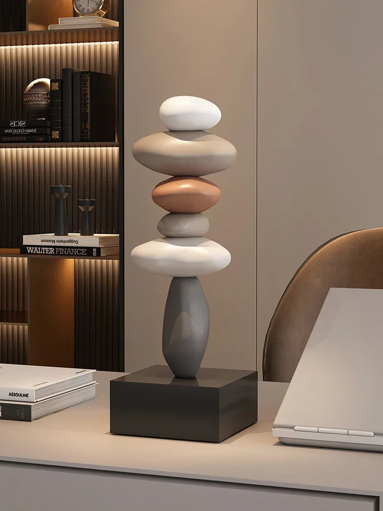 Modern Art Feng Shui Stone Resin Sculpture Wine Cabinet Decor Living Room Desktop Home Decoration Stone Statue Model Figurines