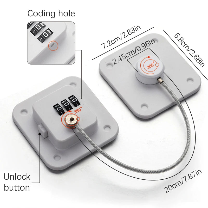 High-end Fridge Lock, Keep Your Food and Kids Safe with Our Refrigerator Lock - No Keys Needed, Combination Lock for Fridge, Pan